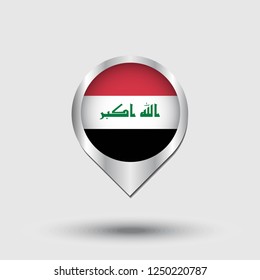Iraq flag map pointer with shadow. Vector illustration