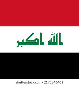 Iraq flag, official colors. Vector illustration.