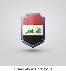 Iraq flag on the shield