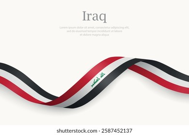 Iraq flag on Waving ribbon. Template for independence day