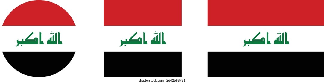 
Iraq flag PNG vector. Iraq square and round icon isolated on transparent PNG background. Iraq flag icon.

