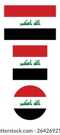 
Iraq flag PNG vector. Iraq square and round icon isolated on transparent PNG background. Iraq flag icon.

