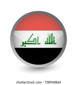 Iraq Flag Round Glossy Icon. Vector illustration.