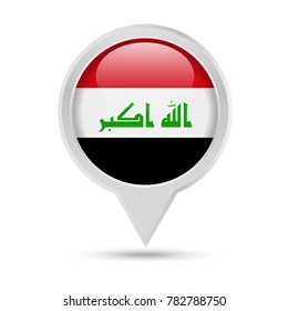 Iraq Flag Round Pin Vector Icon - Illustration