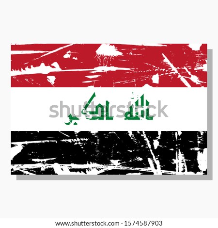 Iraq flag with scratches and shadow in vector