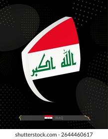 Iraq Flag Shield icon in 3D on Dark Modern Abstract Rugby Background. Perfect for sports events, heritage themes, national celebrations, and patriotic designs.