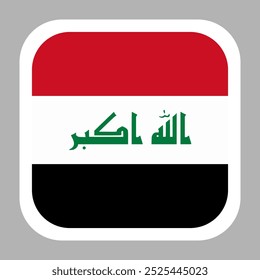 Iraq flag square flat vector with rounded corners and white border, vector illustration