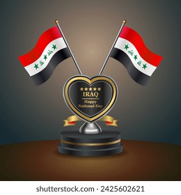 Iraq flag in a stand on table. Vector Illustration