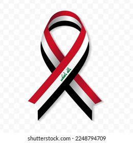 Iraq flag stripe ribbon vector illustration on a transparent background vector image (PNG).