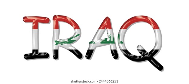 Iraq flag text font, 3D Iraq flag colorful background, Iraq flag vector illustration