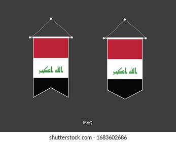 Iraq flag in various shape, Soccer Flag Pennant Vector ,Vector illustration.