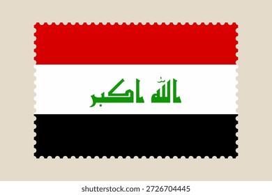 Iraq Flag Vector Illustration Presented as a Classic Postage Stamp, a Patriotic Symbol for Mail and Communication..