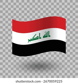 Iraq flag vector. Iraq wavy flag isolated transparent background. Flag of Iraq symbol icon. EPS 10
