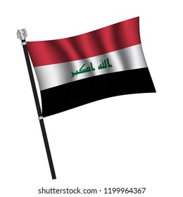 Iraq flag , flag of Iraq waving on flag pole, vector illustration EPS 10.