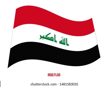 Iraq Flag Waving Vector Illustration on White Background. Iraq National Flag.