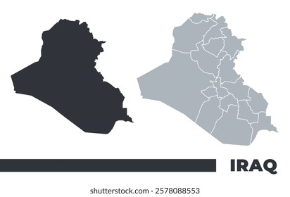 Iraq flat and border outline vector maps