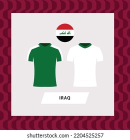 Iraq Football National Team Uniform Flat Illustration. Middle East Football Team.