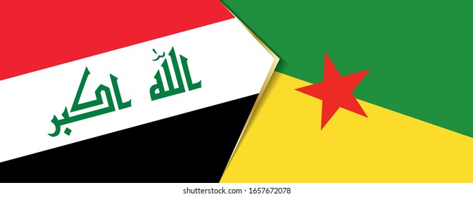 Iraq and French Guiana flags, two vector flags symbol of relationship or confrontation.
