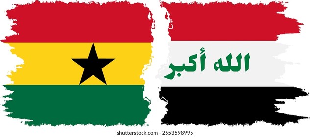 Iraq and Ghana grunge flags connection, vector