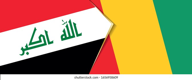 Die Flaggen im Irak und in Guinea, zwei Vektorillustrationen Flaggen Symbol für Beziehung oder Konfrontation.
