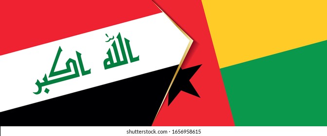 Banderas del Iraq y Guinea-Bissau, dos banderas vectoriales símbolo de relación o enfrentamiento.