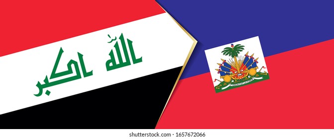 Iraq and Haiti flags, two vector flags symbol of relationship or confrontation.
