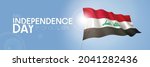 Iraq happy independence day greeting card, banner with template text vector illustration. Iraqi memorial holiday 3rd of October design element with 3D flag with stripes