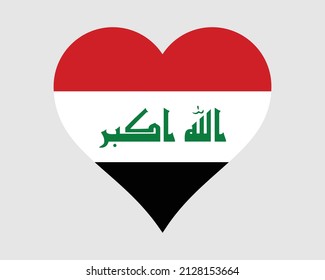 Iraq Heart Flag. Iraqi Love Shape Country Nation National Flag. Republic of Iraq Banner Icon Sign Symbol. EPS Vector Illustration.