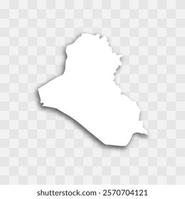 Iraq high detailed vector representation of country silhouette. White color on transparent background with dropped shadow. For educational, decorative, or informational use.