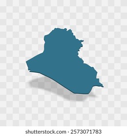 Iraq high detailed vector representation of country silhouette. 3D map on transparent background with dropped shadow. For educational, decorative, or informational use.