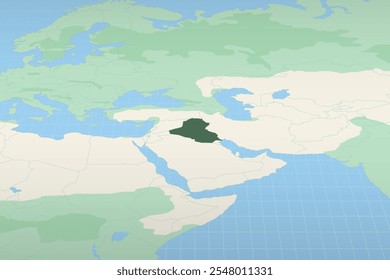 Iraq highlighted on a detailed map, geographic location of Iraq. Vector Map.