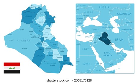 Iraq - highly detailed blue map. Vector illustration