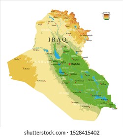 Iraq highly detailed physical map