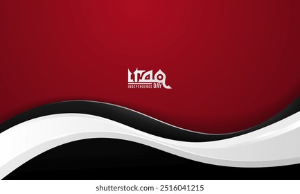 Iraq independence day background design with wavy white shape in 3d style on black and red background. Also good template for iraq national day