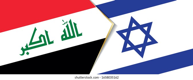Iraq and Israel flags, two vector flags symbol of relationship or confrontation.