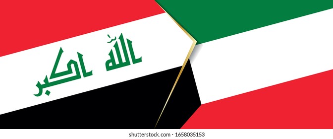 Iraq and Kuwait flags, two vector flags symbol of relationship or confrontation.