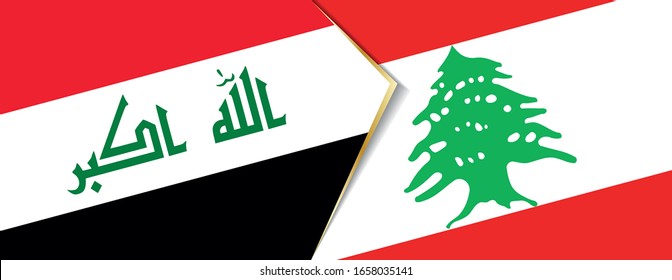 Iraq and Lebanon flags, two vector flags symbol of relationship or confrontation.