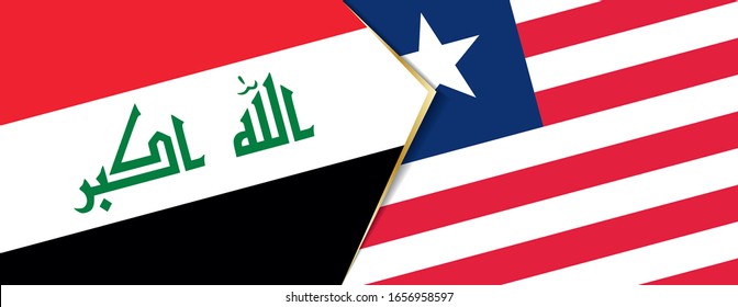 Irak und Liberia sind Flaggen, zwei Vektorillustrationen Flaggen Symbol für Beziehung oder Konfrontation.