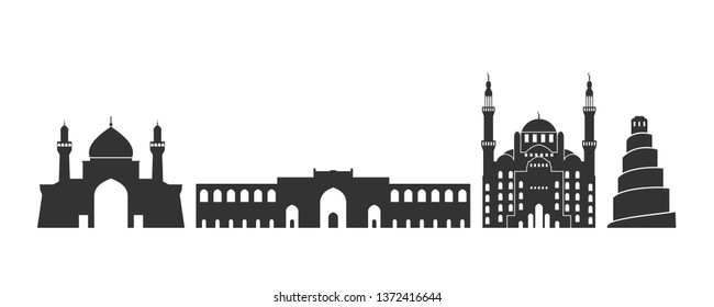 Iraq logo. Isolated Iraqi architecture on white background