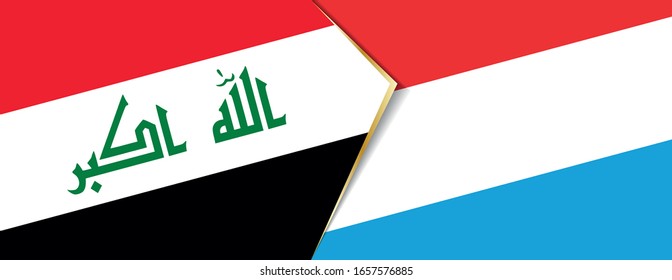 Iraq and Luxembourg flags, two vector flags symbol of relationship or confrontation.