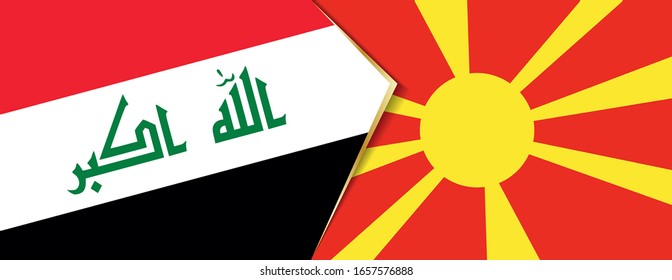 Iraq and Macedonia flags, two vector flags symbol of relationship or confrontation.