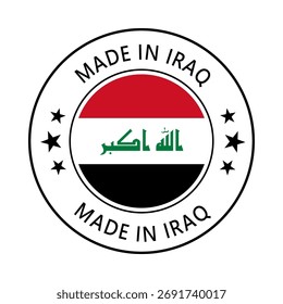 Iraq Made in Stamp in circle with flag Vector template on white background