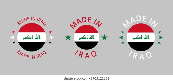 Iraq Made in Stamp in circle with flag on white background