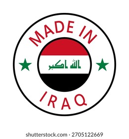 Iraq Made in Stamp in circle with flag Vector template on white background