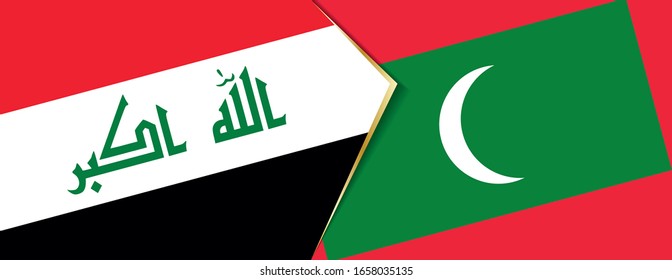 Banderas del Iraq y Maldivas, dos banderas vectoriales símbolo de relación o enfrentamiento.