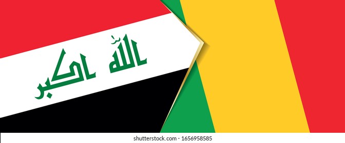 Iraq and Mali flags, two vector flags symbol of relationship or confrontation.