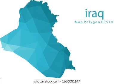 mapa de Iraq Resumen geométrico triangular degradado triangular de bajo estilo de polo gráfico sobre fondo blanco