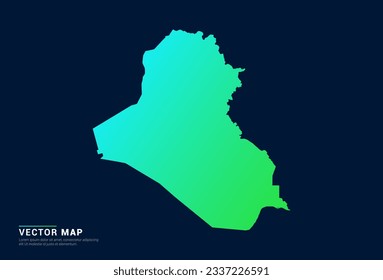 Mapa iraquí del concepto azul gradiente abstracto verde con vector de efecto de luz de tecnología.