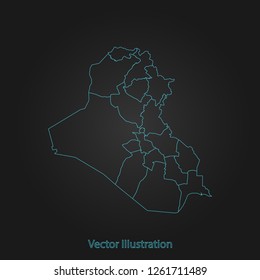 Iraq map - Abstract mash line and point scales on dark background with Iraq. flat design style, clean and modern. Vector Illustration eps10 