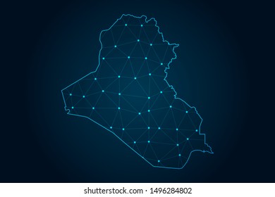 iraq map with Abstract mash line and point scales on Dark background . design polygon sphere . Wire frame 3D mesh polygonal network line . Vector illustration eps 10.